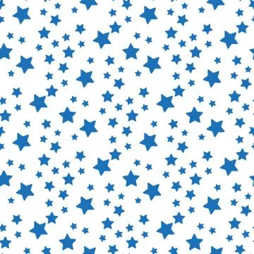 Blue on white background star vector seamless pattern Stock Illustration
