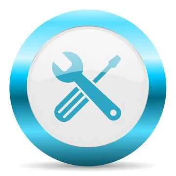 Blue white circle web glossy icon Stock Illustration