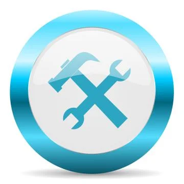 Blue white circle web glossy icon Stock Illustration