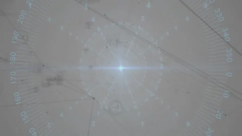 Blue-white flash pulsing from central node on dial initiating nodes connecting Stock Footage 311417078