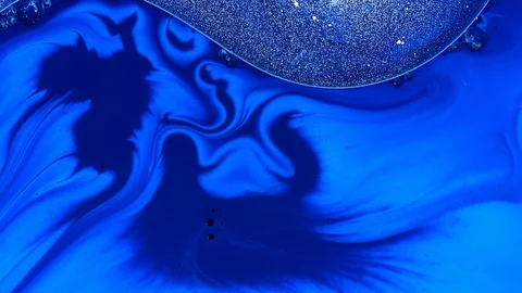 Blue white flow galaxy of cosmic paint colors in motion 1 Stock Footage 108012876