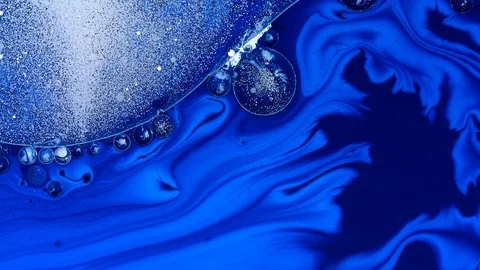 Blue white flow galaxy of cosmic paint colors in motion Stock Footage 108013040