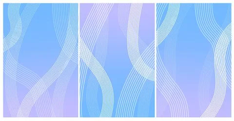 Blue White Flowing Line Panel Triptych Background Stock Illustration