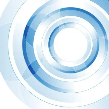 Blue white geometric tech background with abstract glossy circles Illustrazione stock