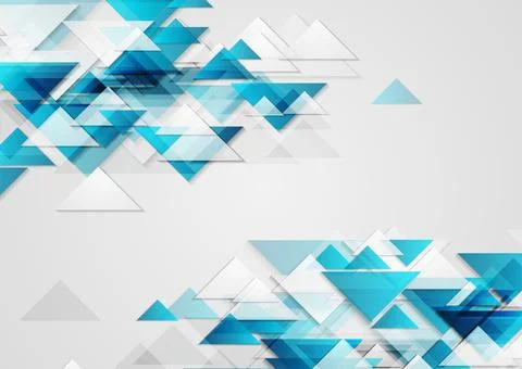 Blue white geometric tech background with glossy triangles Stock Illustration