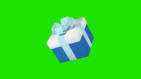 Blue-white gift box with white ribbon. Holidays and gifts concept. Stock Footage 221396686