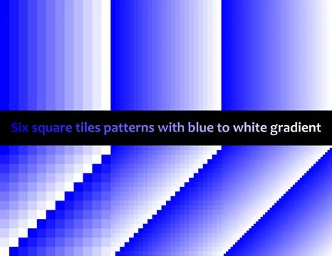 Blue to white gradient in square tiles, seamless vector pattern, monochromatic Stock Illustration
