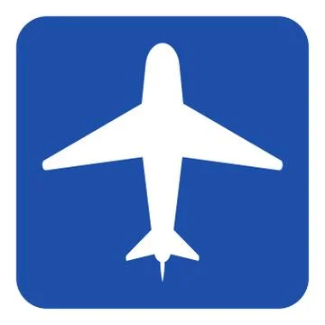 Blue, white information sign - airliner icon Stock Illustration