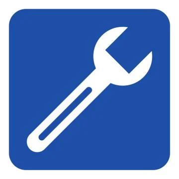Blue, white information sign - spanner icon Stock Illustration