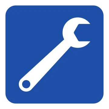 Blue, white information sign - spanner icon Stock Illustration