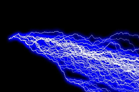 Blue White Lightning Stream Stock Footage 65300