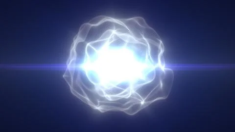 Blue white luminous energy sphere with soft plasma waves and horizontal fla.. Stock Illustration