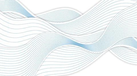 Blue white minimal wavy lines abstract corporate background Stock Illustration