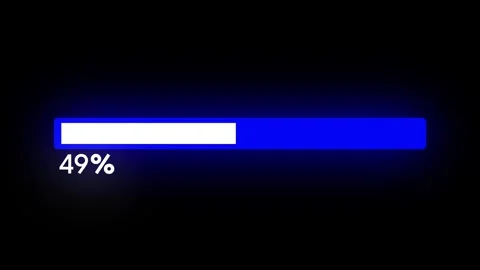  Blue White Neon Loading Progress Bar on Black Background Video stock 341601590
