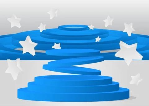 Blue, White product display. Vector 3D room, cylinder pedestal podium. Stag.. 库存插图