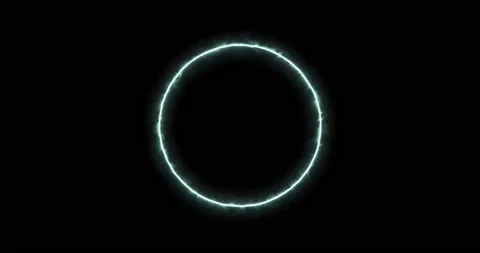 Blue white ring of lightning, energy neon on a black background. Abstract energy Stock Footage 176535621