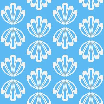 Blue white seamless pattern background with shell for decoration Illustrazione stock