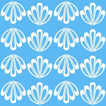 Blue white seamless pattern background with shell for product design Stock Illustration