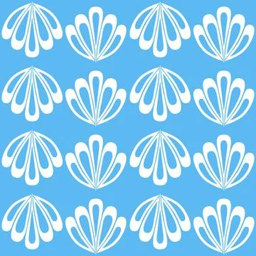 Blue white seamless pattern background with shell for product design Illustrazione stock
