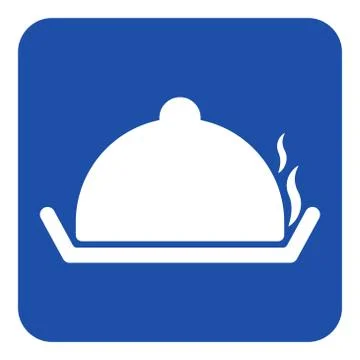 Blue, white sign - serving tray with lid and smoke Stock Illustration