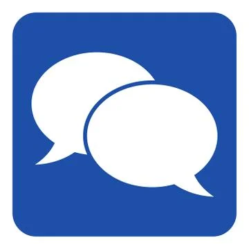 Blue, white sign - two speech bubbles icon Stock Illustration