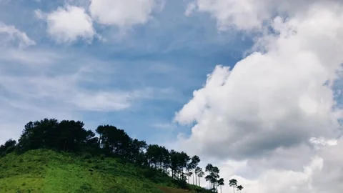 Blue White Sky nature Background Mountain Wallpaper with Clouds Stock Footage 151284864