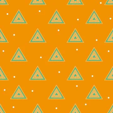 Blue White Triangle Minimal Aztec on Yellow Background Stock Illustration