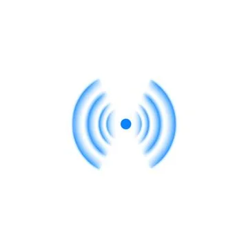 Blue wi-fi technology digital radar sonar vector symbol, wireless waves radial Stock Illustration