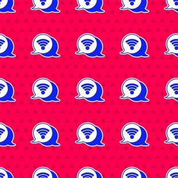 Blue Wi-Fi wireless internet network symbol icon isolated seamless pattern on Illustrazione stock
