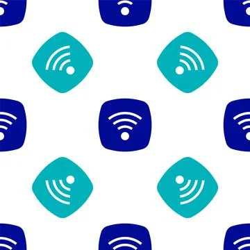 Blue Wi-Fi wireless internet network symbol icon isolated seamless pattern on 스톡 일러스트
