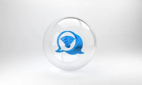 Blue Wi-Fi wireless internet network symbol icon isolated on grey background. Stock Illustration