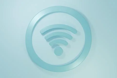 Blue Wi-Fi wireless internet network symbol icon isolated on blue backgroun.. Stock Illustration