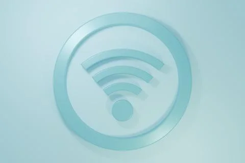 Blue Wi-Fi wireless internet network symbol icon isolated on blue backgroun.. Stock Illustration