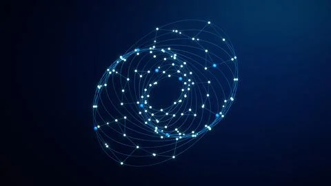 Blue Wide Orbital Network Array Technology Background Stock Illustration