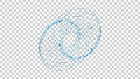 Blue Wide Orbital Network Array Isolated on Transparent Background Stock Illustration