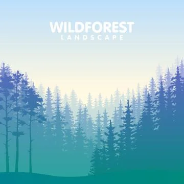 The blue wildforest landscape Stock Illustration