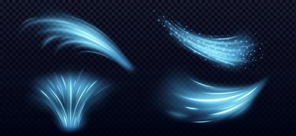 Blue wind air flow light effect, cold fresh wave Stock Illustration