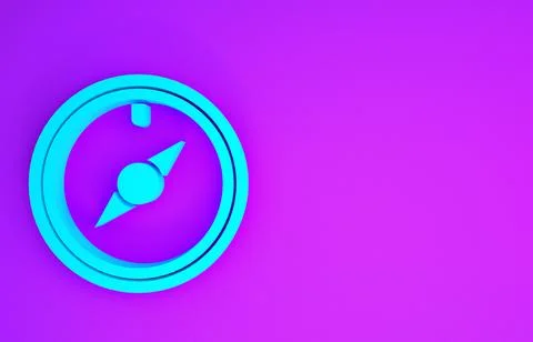 Blue Wind rose icon isolated on purple background. Compass icon for travel. N Stock Illustration