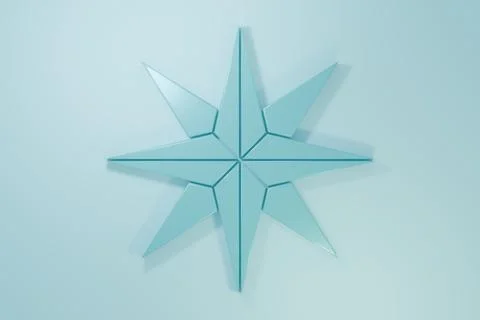 Blue Wind rose icon isolated on blue background. Compass icon for travel. N.. Illustrazione stock