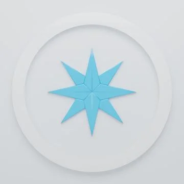 Blue Wind rose icon isolated on white background. Compass icon for travel. .. Stock Illustration