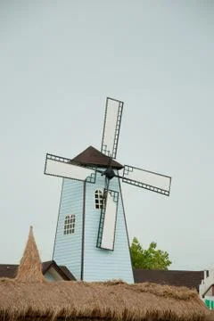 Blue windmill Stock Photos