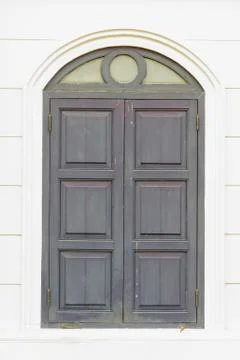 The blue window colonial style. Stock Photos