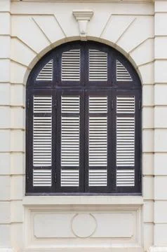 The blue window Colonial style. Stock Photos