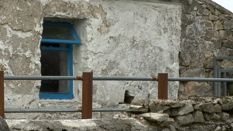 Blue Window Frame And Gate Stock Footage 115866246