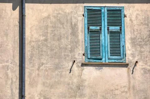 Blue Window Shutter of Cinque Terre Stock Photos