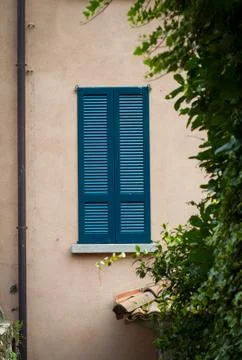 Blue Window Shutters Stock Photos