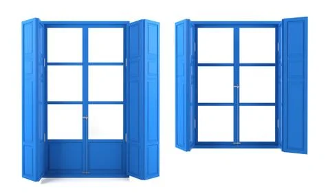 Blue windows isolated on white background Illustrazione stock