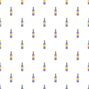 Blue wine bottle pattern on a white background Stock Illustration
