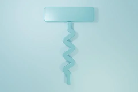 Blue Wine corkscrew icon isolated on blue background. Minimalism concept. 3.. Illustration