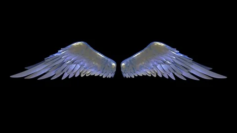 Blue Wings Alpha Matte 3D Animation Rendering 4K Stock Footage 123793171